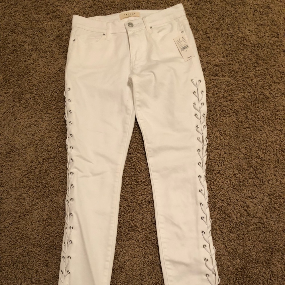 Pacsun white lace up jeans